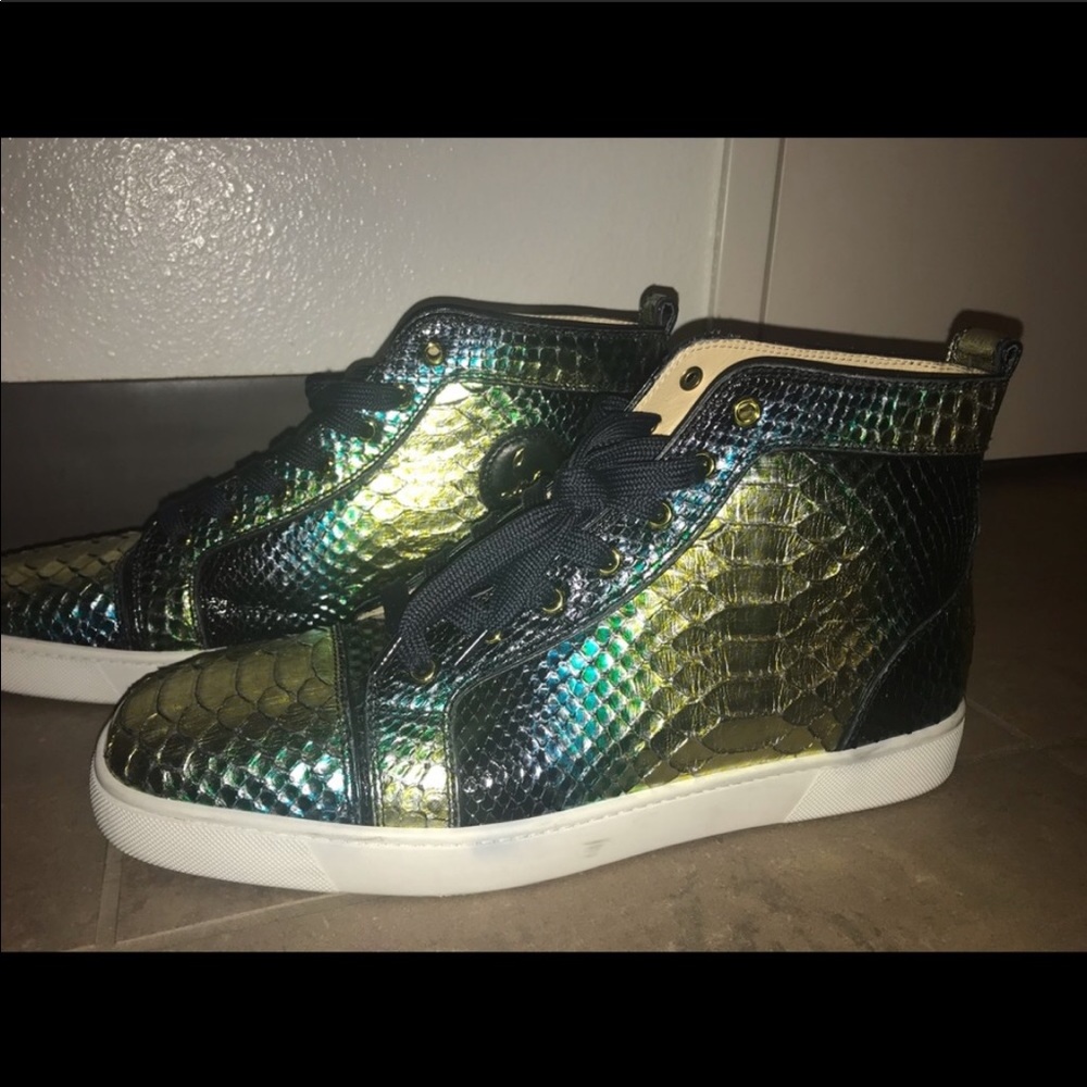 Christian Louboutin Louis Flat Mimosa Python Shoe